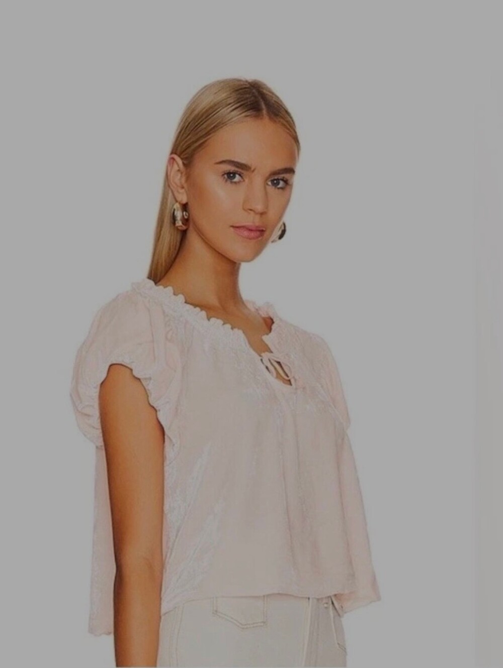 Free People Terese Pink Velvet Boho Top. Medium. 21ptp